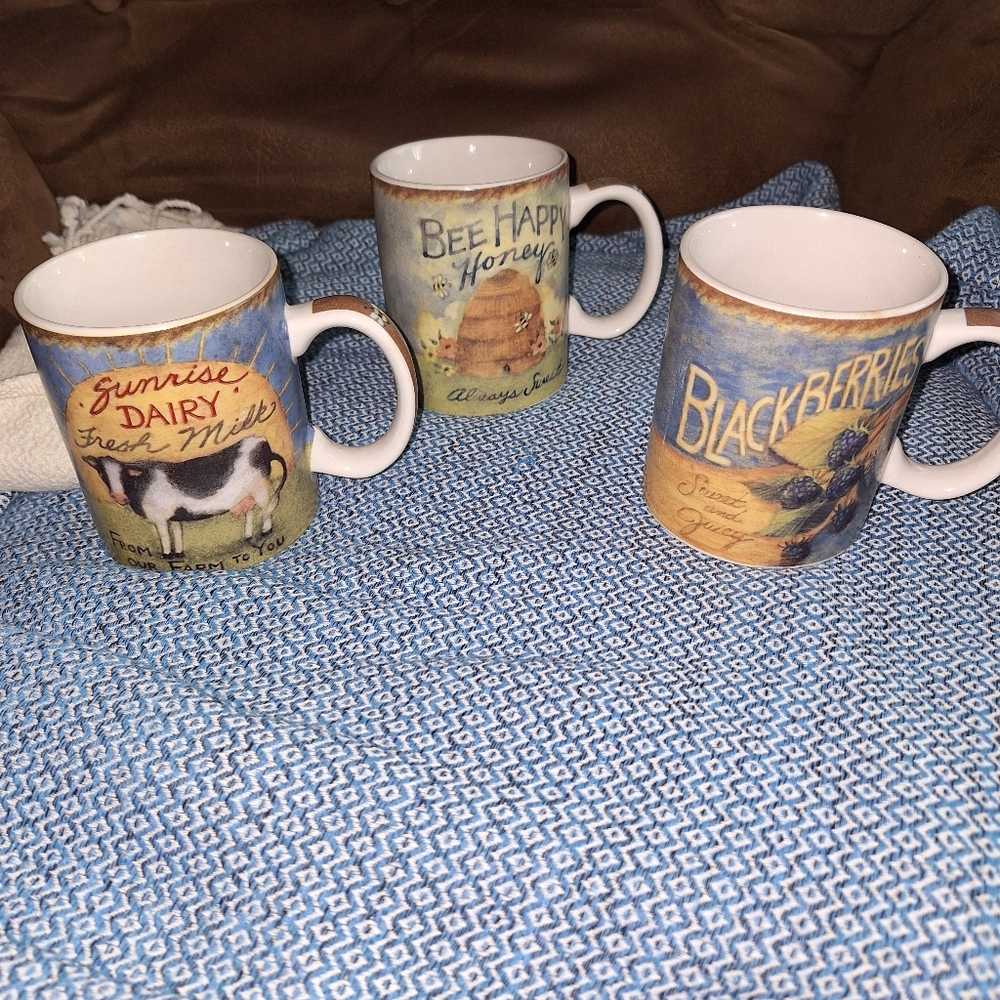 Cracker Barrel Farmers Market Mugs Set Of 3